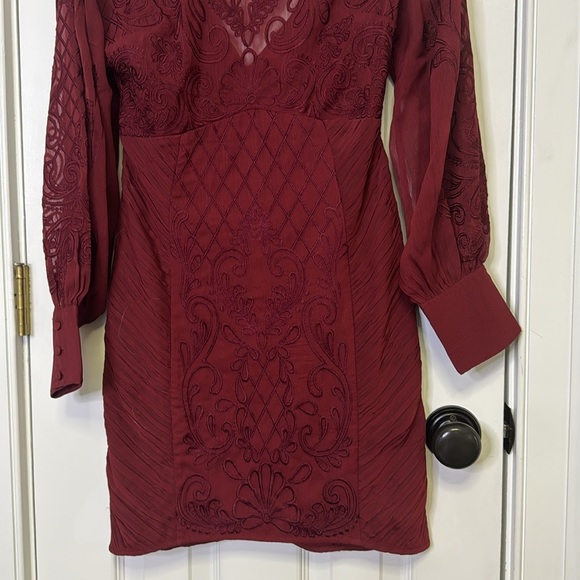 NWOT Anthropologie Wine Dress with Long Bishop Sleeves - Picture 10 of 14